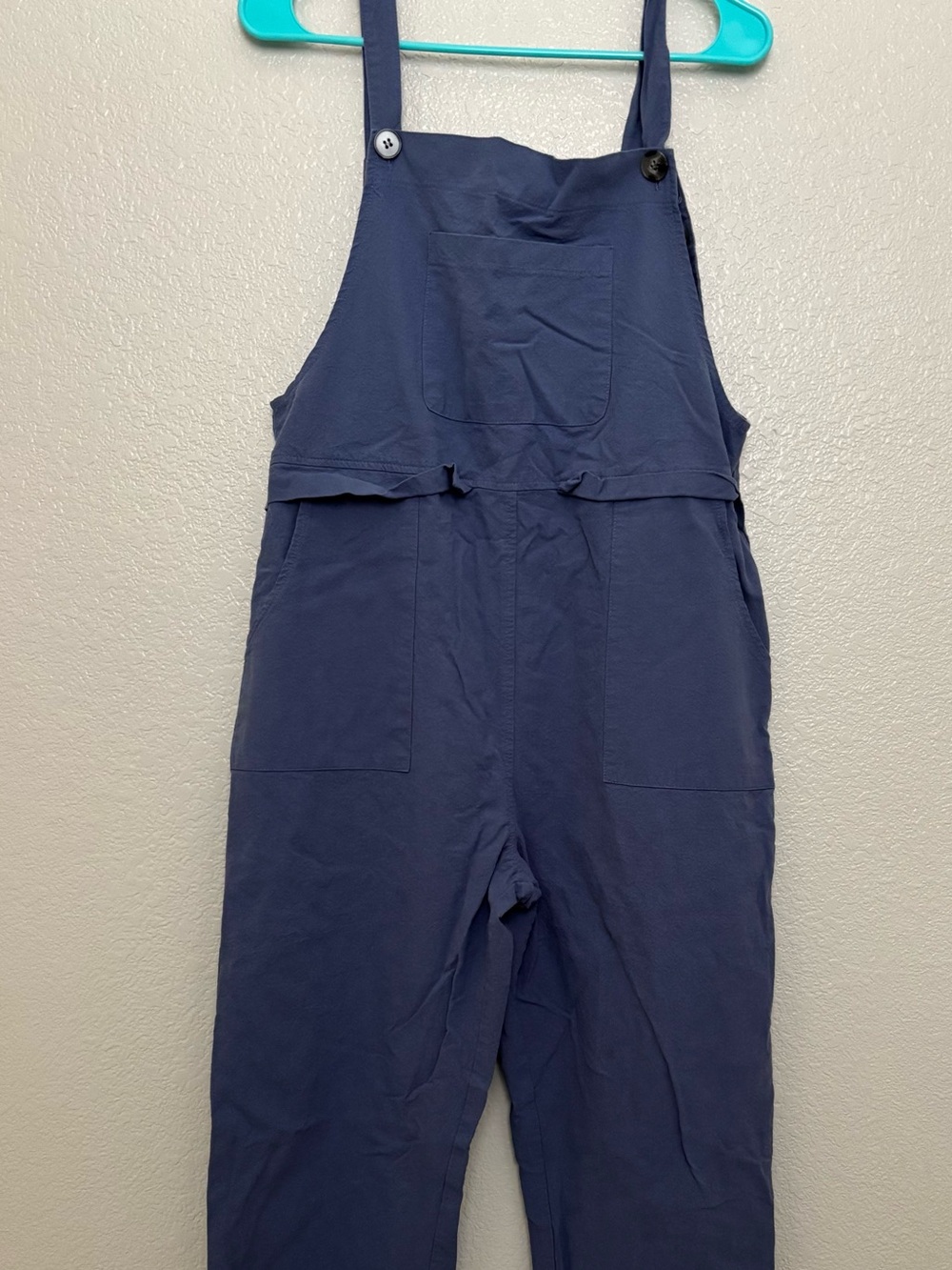 Navy Blue Cotton Overalls with Front Pocket